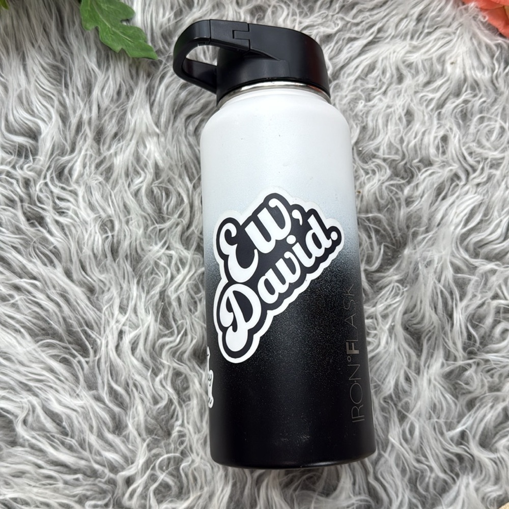 Iron Flask Black and Gray Water Bottle with Fun Stickers